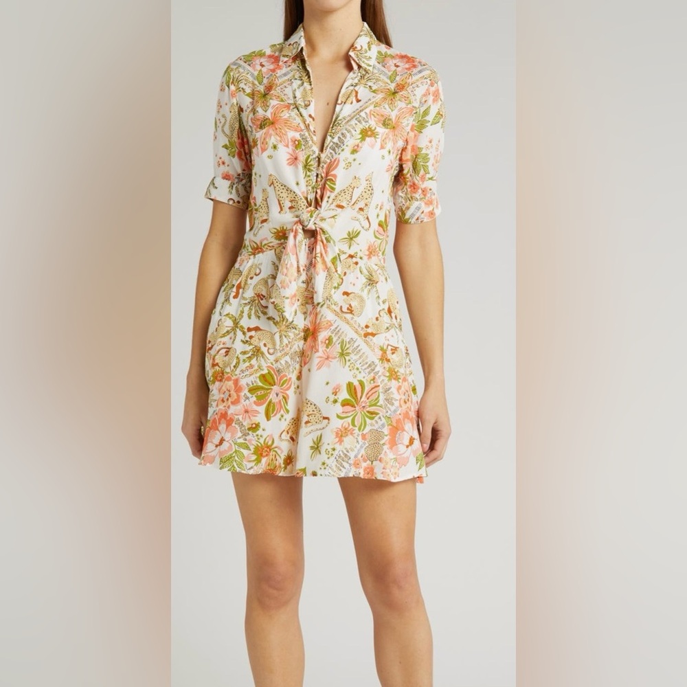 Poupette St. Barth Bettina Print Tie Front Romper-Dress NWT Large w/pockets! - Picture 4 of 8